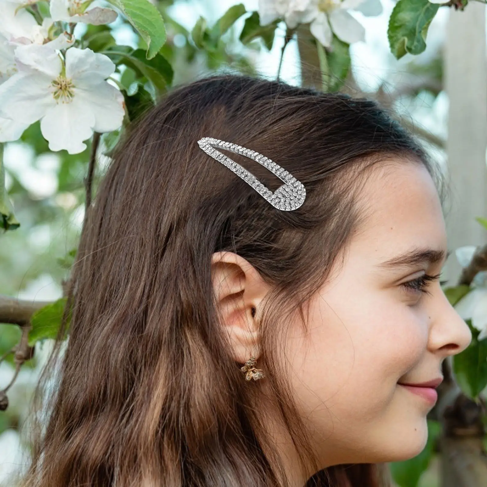 4Pcs Water Drill Hair Clips Rhinestones Snap Clips Small Decorative Barrettes Hairpin Accessories for Women Girls
