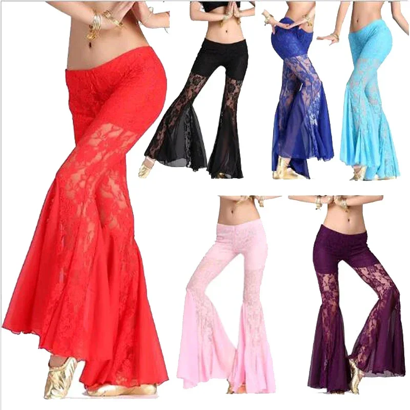 Sexy nuove donne professionali pantaloni di danza del ventre pizzo Bollywood costumi di danza indiana pantaloni tribali di danza del ventre