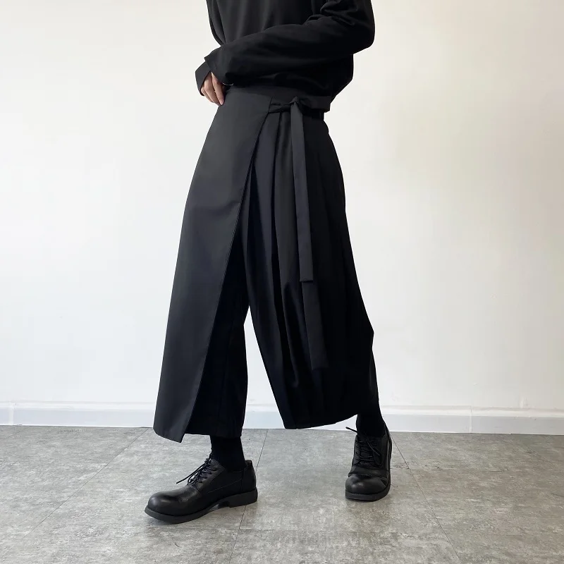 

k Japanese Mountain Sle Pleated Wide Leg Straight Cut Eighteen Pants Men Women Trendy Fake Two-Piece Skirt f Harlan P...