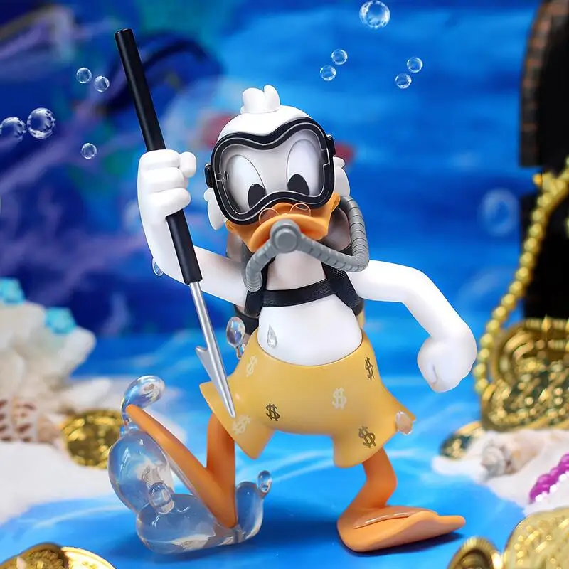 Disney Diving Scrooge Mcduck Donald Duck Figure Anime Garage Kit Pvc Model Desktop Ornaments Kawaii Children Birthday Toy Gift