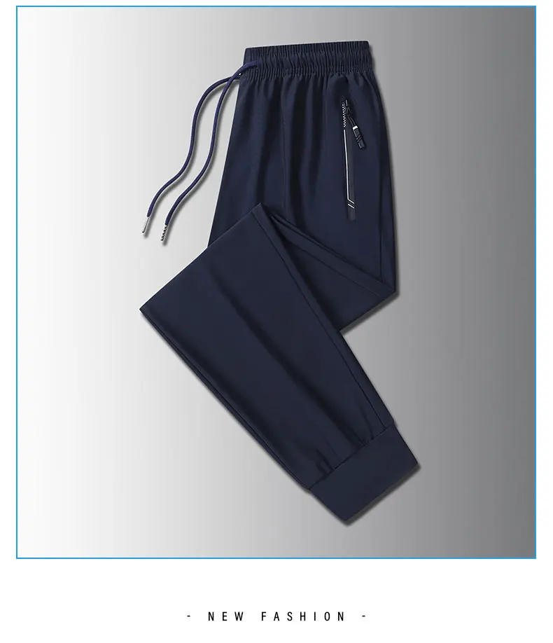 Running Pants Jogging Casual Summer Thin Elastic Sweatpants Quick Dry Ice Silk Straight Pants Sports Gym Breathable Men Trousers