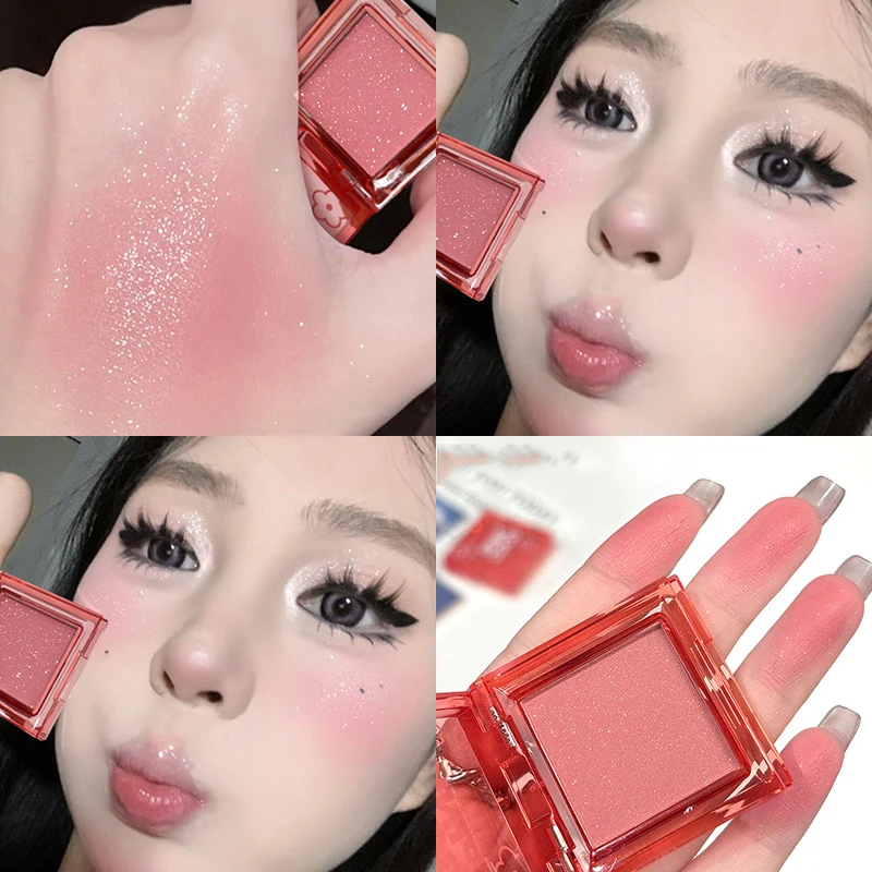 Monochrome Schimmer erröten Palette Rose Pfirsich rosa Lidschatten Make-up Rouge natürliche aufhellen Gesicht Wange Tönung seidig Rouge Kosmetik