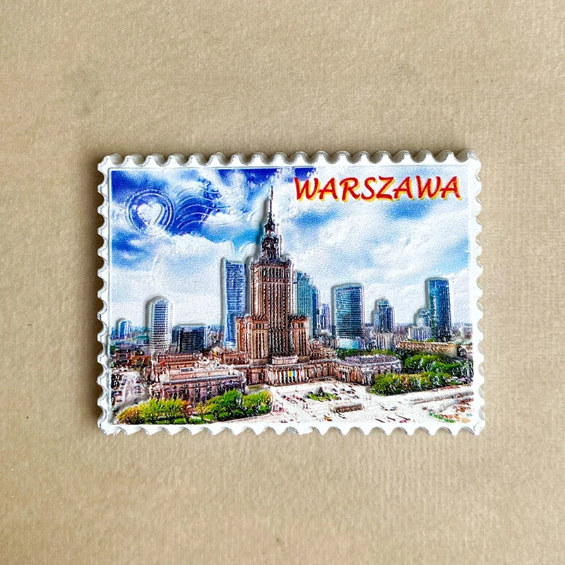 

Warsaw, Poland Tourist souvenirs Creative stamp decorations 3d three-dimensional building magnetic refrigerator magnets