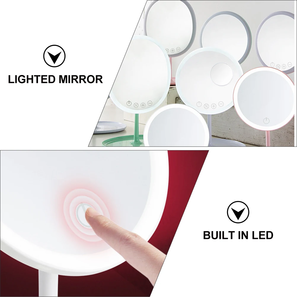 

1set 1Set Led Makeup Touch Screen Dimmable Vanity Mirror For Women White Lighted Mirror Desktop Use Bedroom Gift