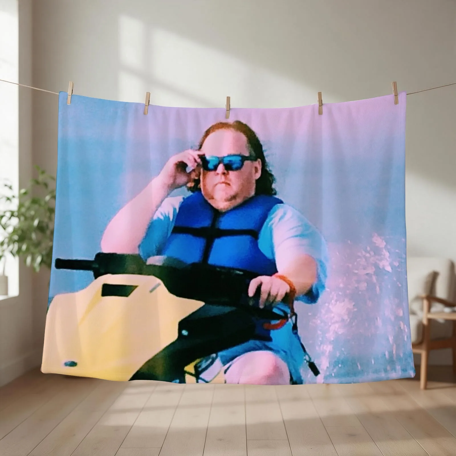 New James Garretson Riding a Jet Ski Throw Blanket couch cozy soft plush fuzzy picnic outdoor blanket