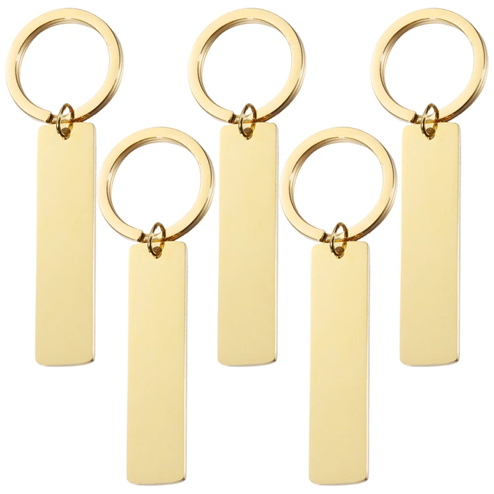 Key Glossy Strip Hangtag Unfinished Keyrings Decorate DIY Metal Hanging Tags Chain Keychains