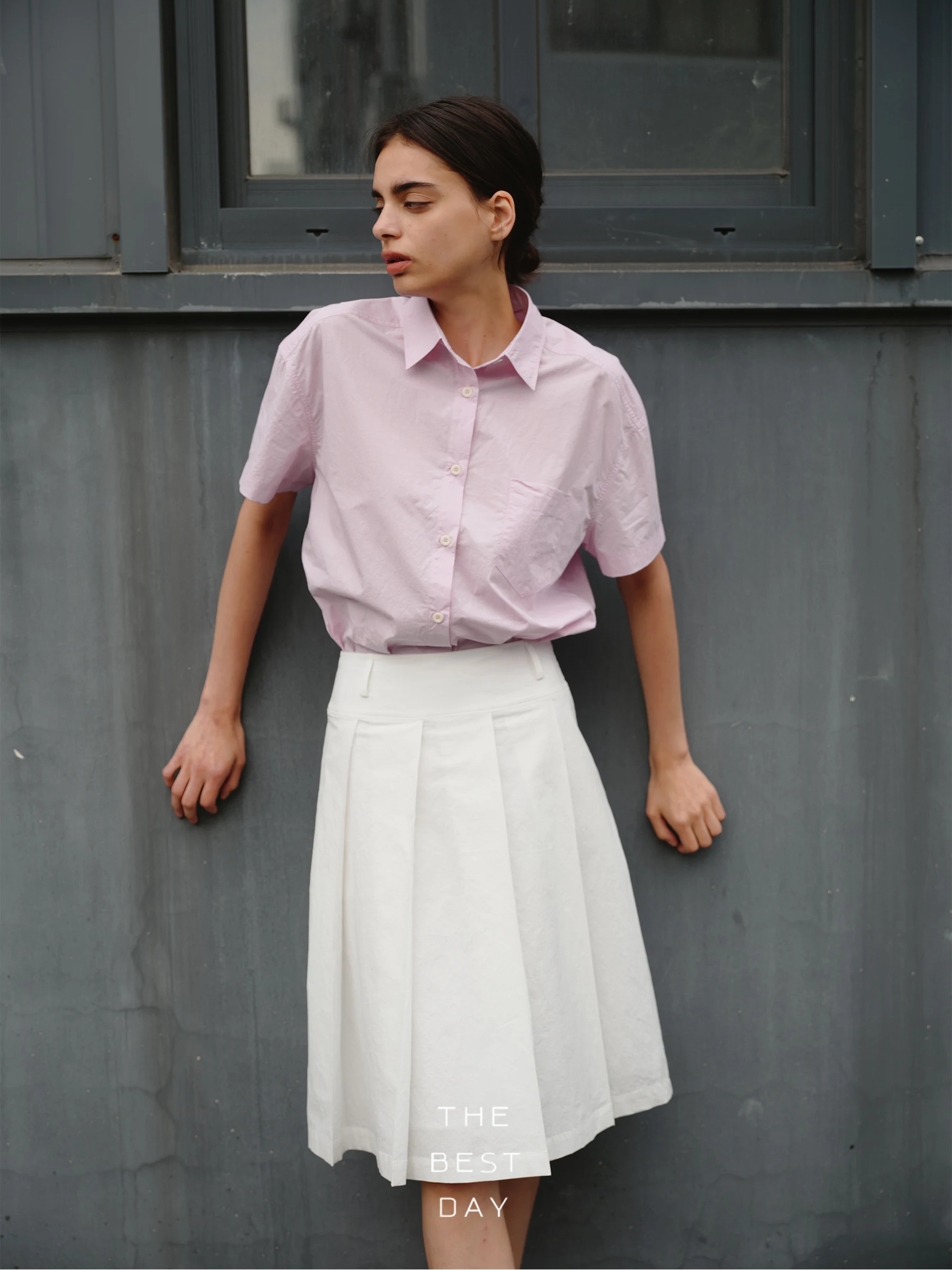 

Lightweight Cotton ort Sve irt ket Decoration Commute Sle Loose Fit Button Detail Pure Color Collar Women's ...