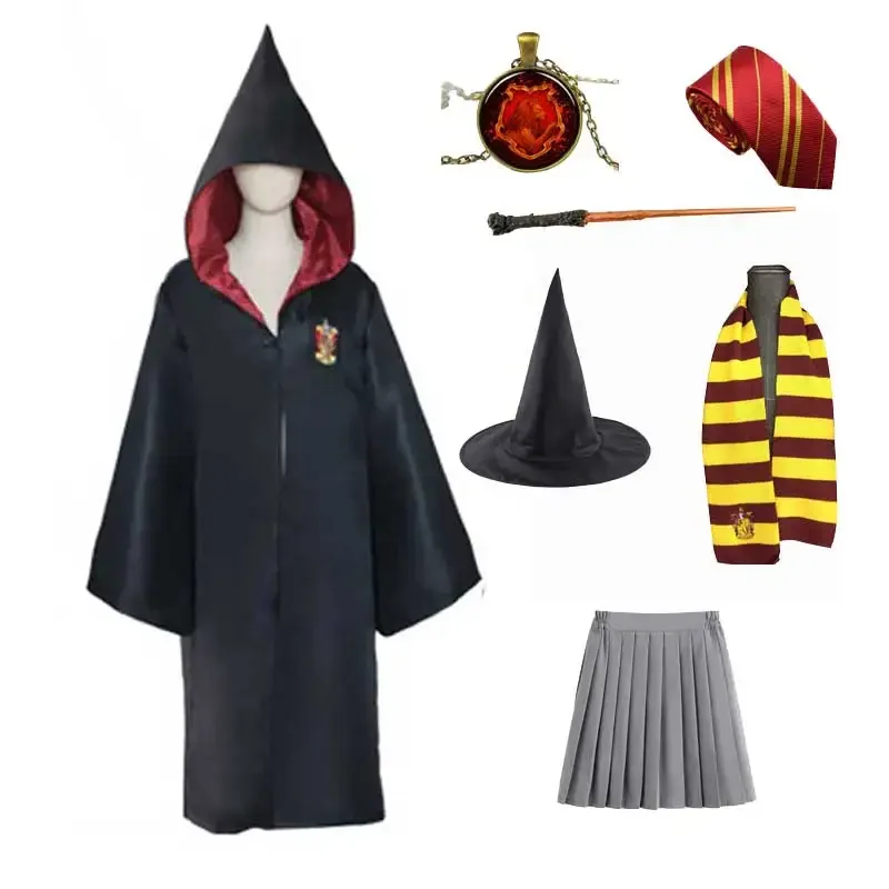 여성 소녀 마법사와 요술 학교 유니폼, 어린이 성인 슬리데린 로브 망토, 파티 코스프레 할로윈 코스튬