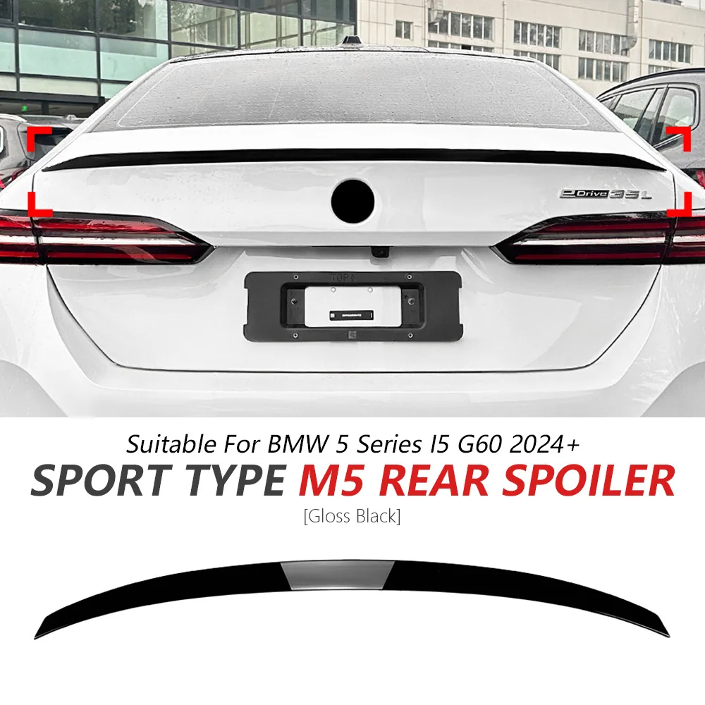 سبويلر خلفي طراز M5 لسيارة BMW 5 Series I5 G60 2024 + طقم هيكل رياضي أسود لامع غطاء صندوق السيارة ملحقات BMW تحديث السيارة