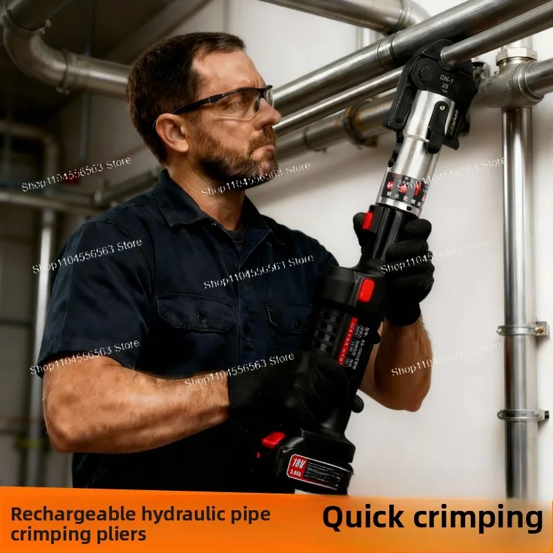 Cordless Pipe Crimping Tool for DN15-100 Stainless Steel Tubes, Hydraulic Pressing Plier for Pipe Installation