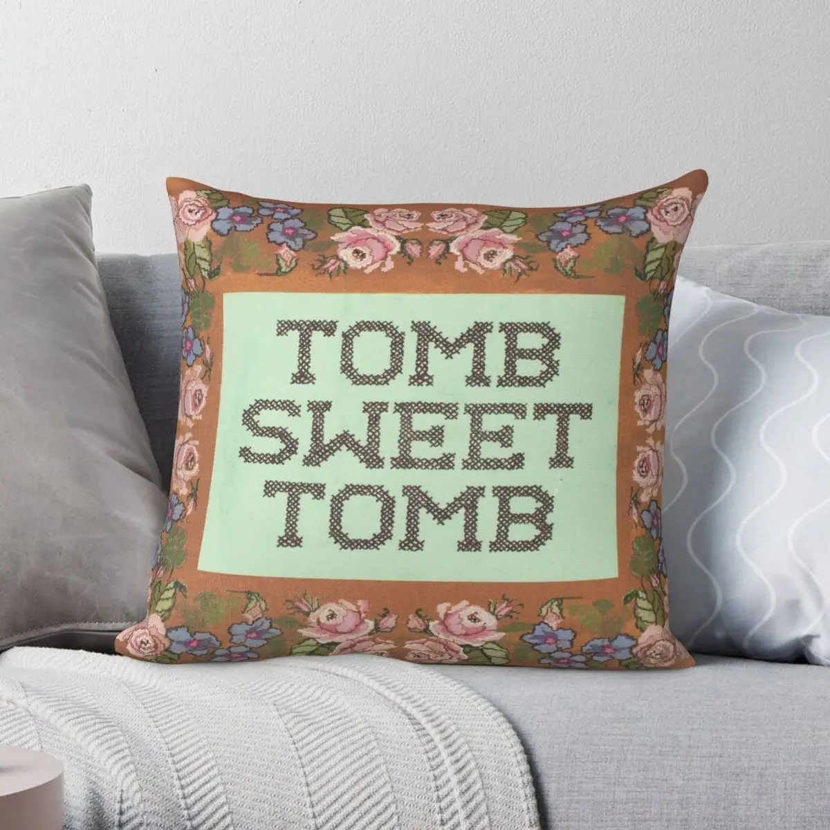 Tomb Sweet Tomb Square Pillowcase Polyester Linen Velvet Creative Zip Decor Throw Pillow Case Bed Cushion Cover