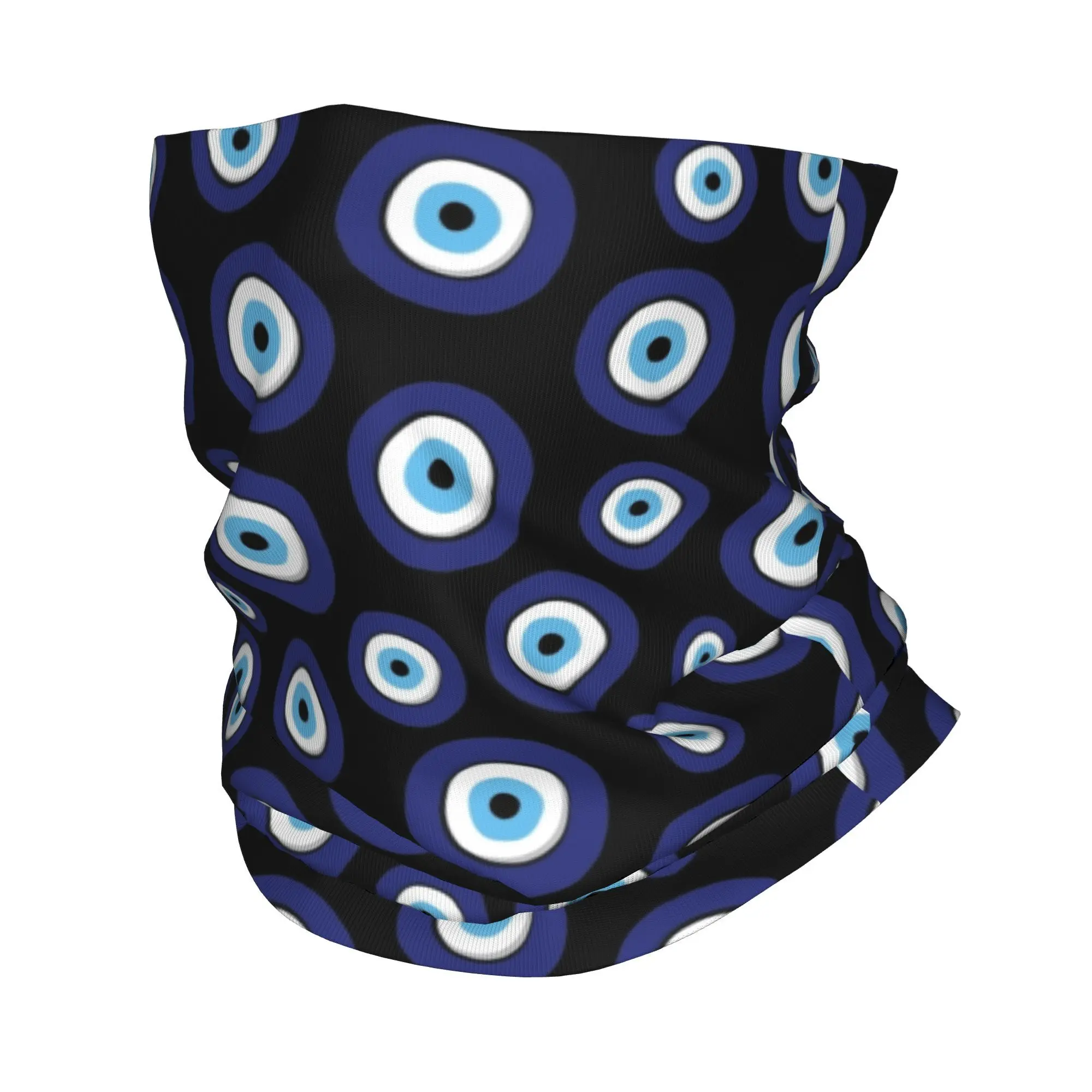 Custom Greek Amulet Evil Eye Pattern Bandana Neck Gaiter Windproof Face Scarf Cover  Nazar Lucky Charm Headwear Tube Balaclava