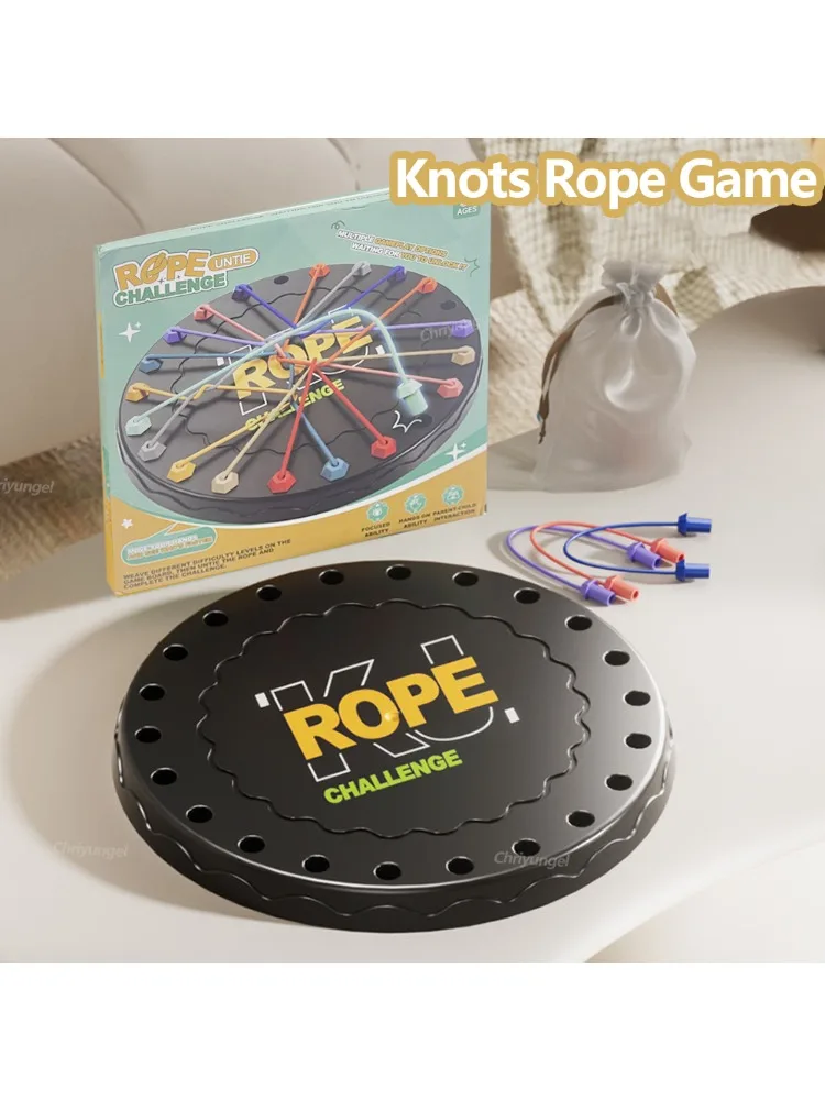 Jeu de Table amusant avec nœuds en corde, Puzzle/tableau labyrinthe de voiture/XO Tic Tac Toe, jouets éducatifs d'échecs, cadeau pour enfants, garçons et filles, nouvelle collection
