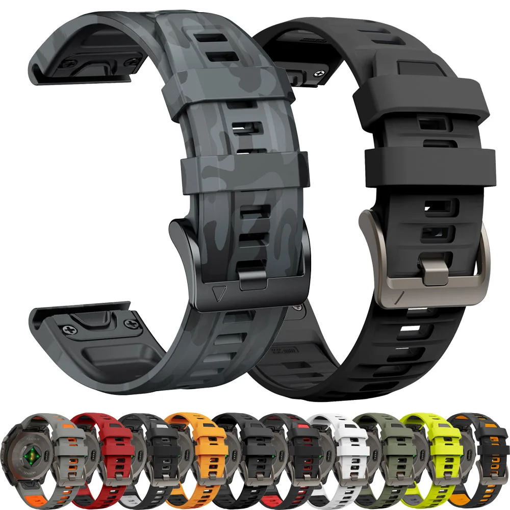 QuickFit 26mm 22mm Sports Silicone Watch Band For Garmin Fenix E 7XPro 6 6X/Epix Gen 2/Enduro 3/Quatix 5 7 8 47mm Strap Bracelet