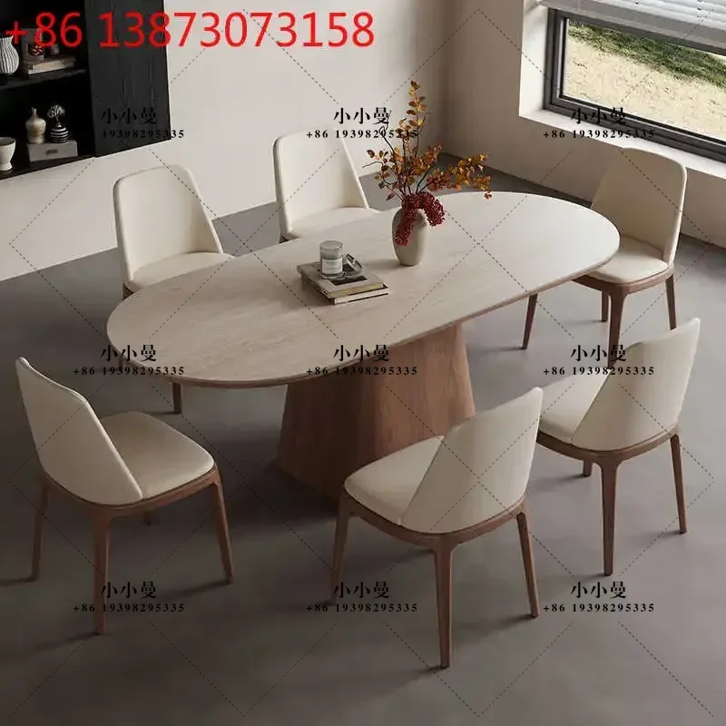 Retro style rock slab home rectangular designer creative walnut solid wood dining table