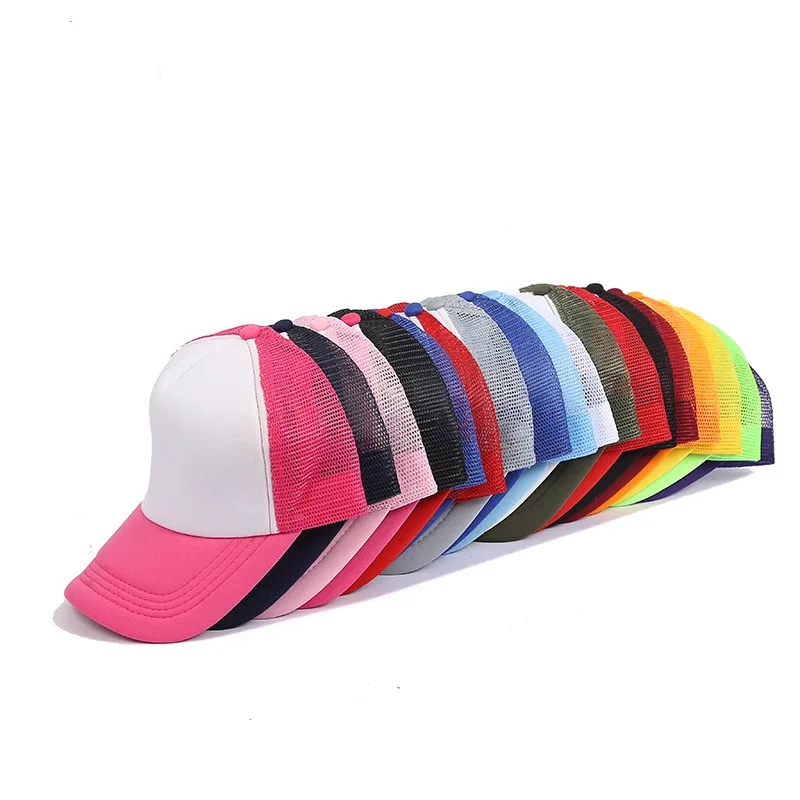 Sombrero de camionero de 5 paneles para hombre y mujer, gorra de béisbol de malla en blanco, ajustable, con visera, Unisex