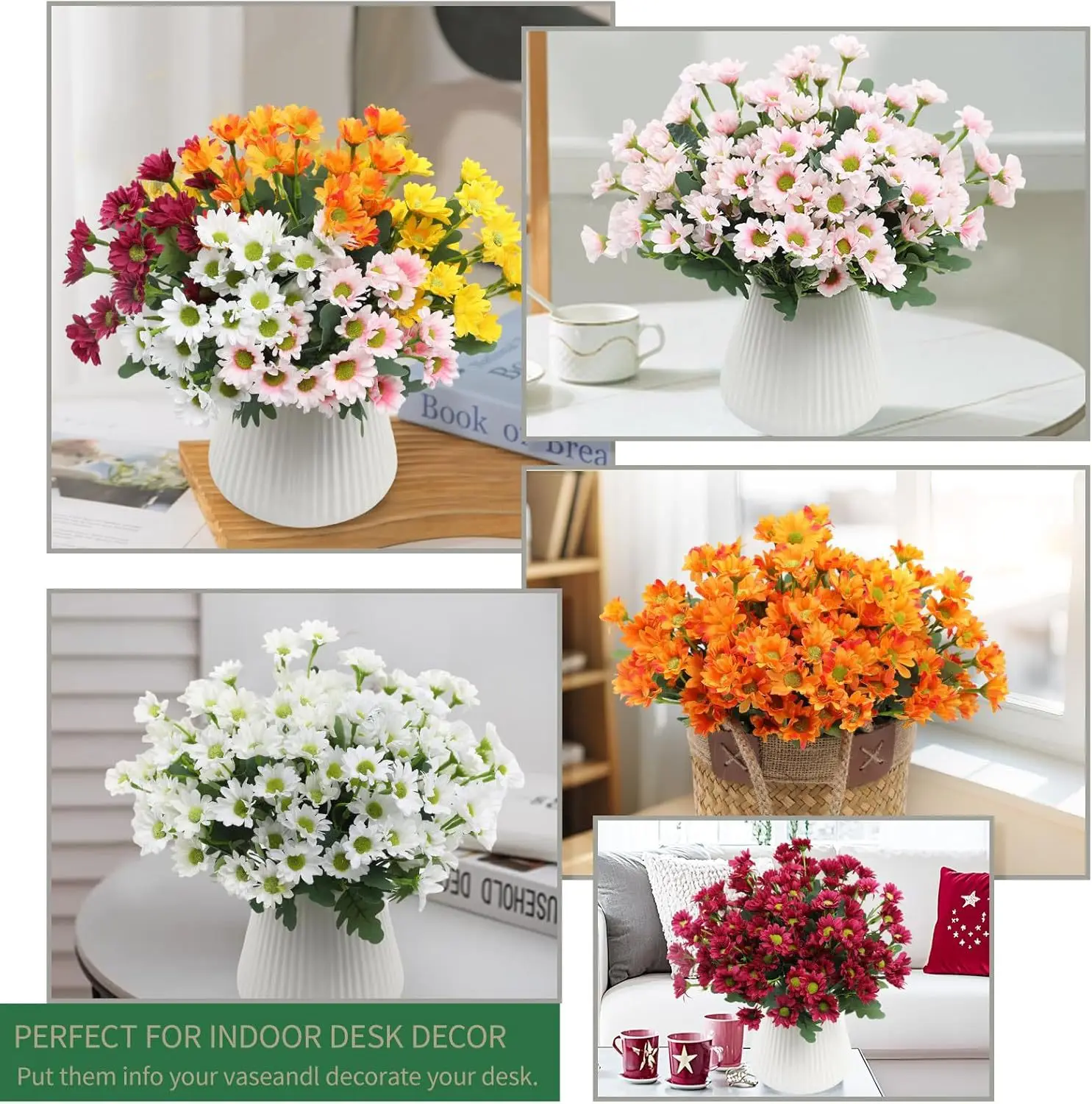 21 Heads Autumn Silk Daisy Bouquet Christmas Decorations Vase For Home Wedding Decorative Household Products Artificial Flowers
