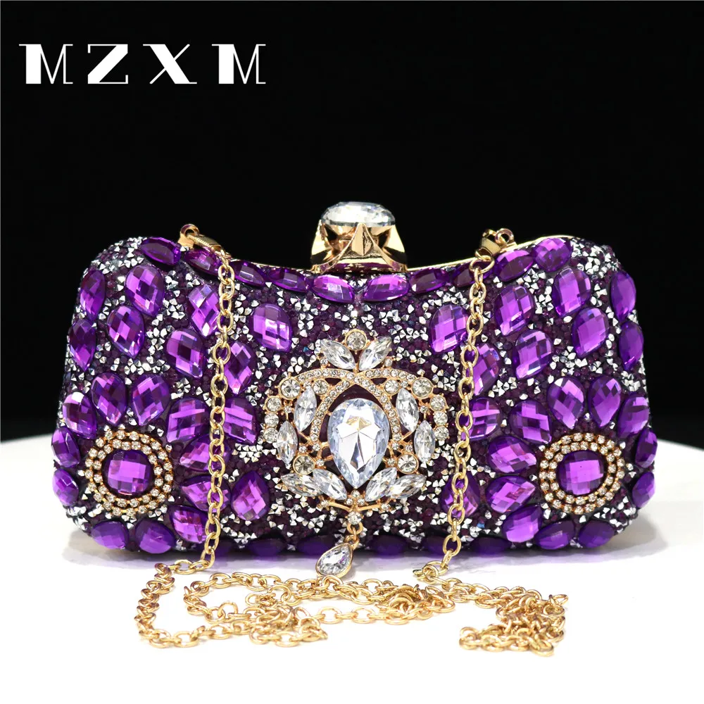 Newly launched crystal pendant Women's Day handbag Single sided party Fashion diamond handbag Wedding evening dress bag