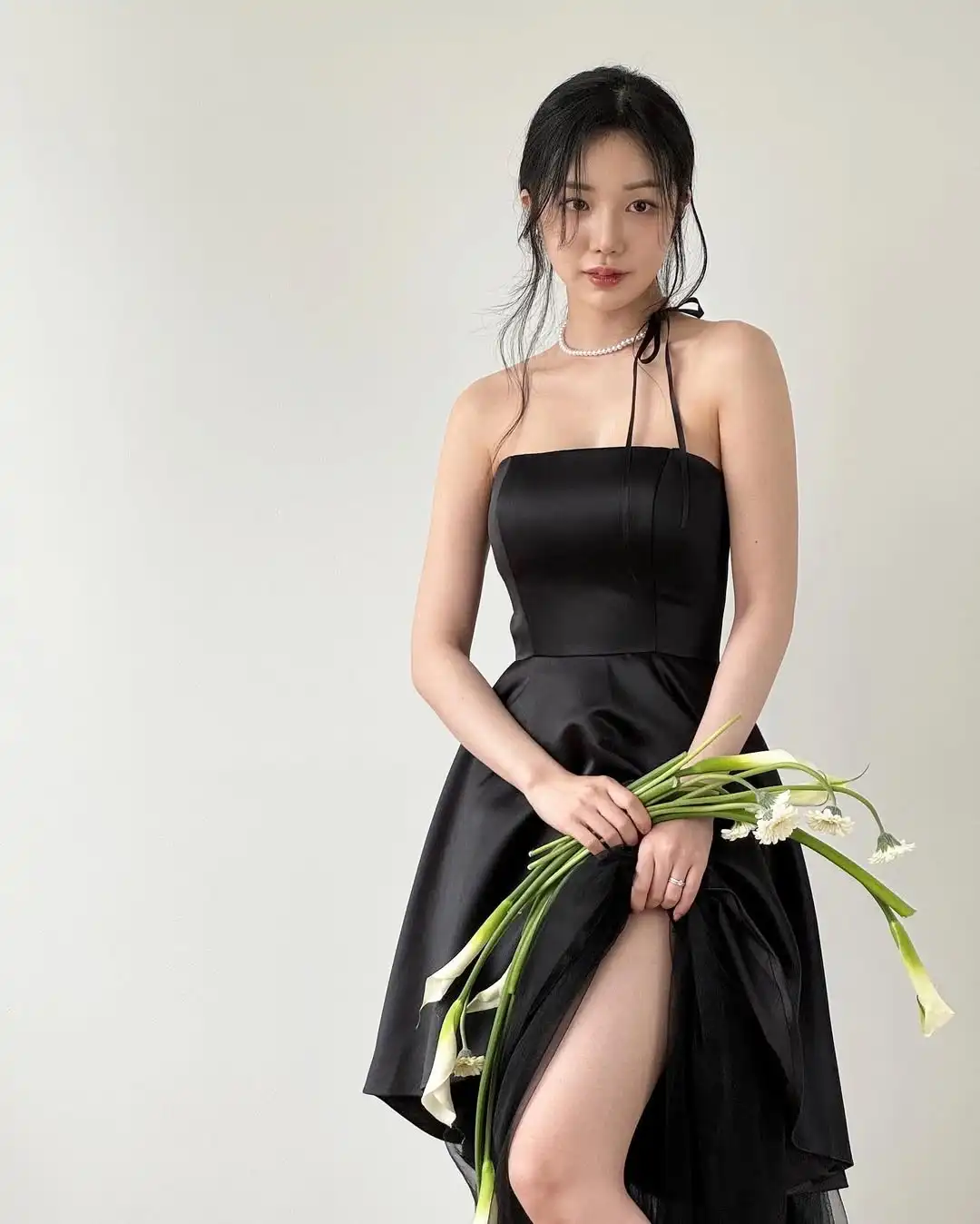 Sondr Korean Evening Party Dresses Black Strapless Satin and Tulle Wedding Dresses Elegant Floor-Length Reception Dresses