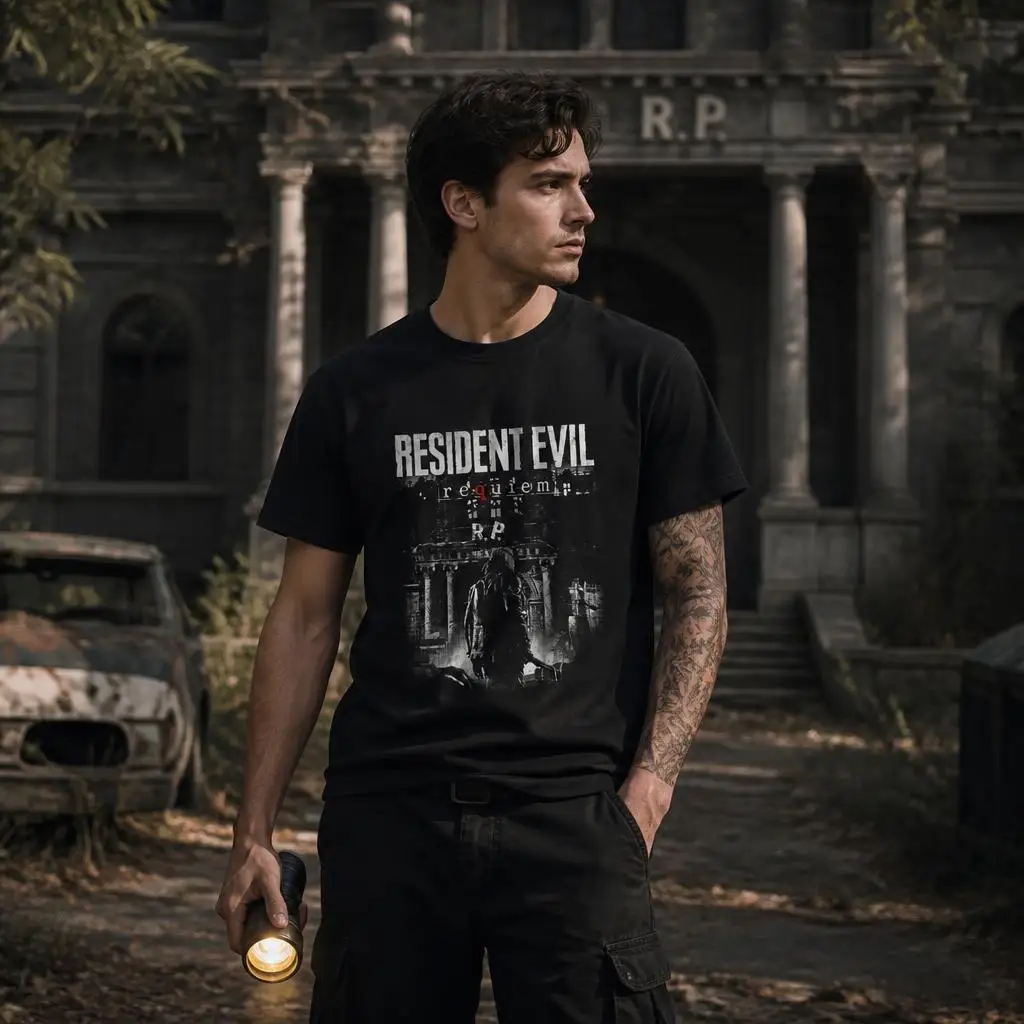 RE Requiem Residents Evils Men Retro T Shirt 100% Cotton Clothing Fun Short Sleeve Tee Gift T-Shirts