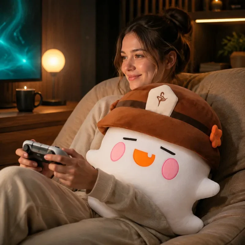 Genshin Impact Hu Tao Ghost Cushion Cute Character Doll Anime Game Bedroom Sofa Home Room Decor Collectible Pillow Gift For Fans