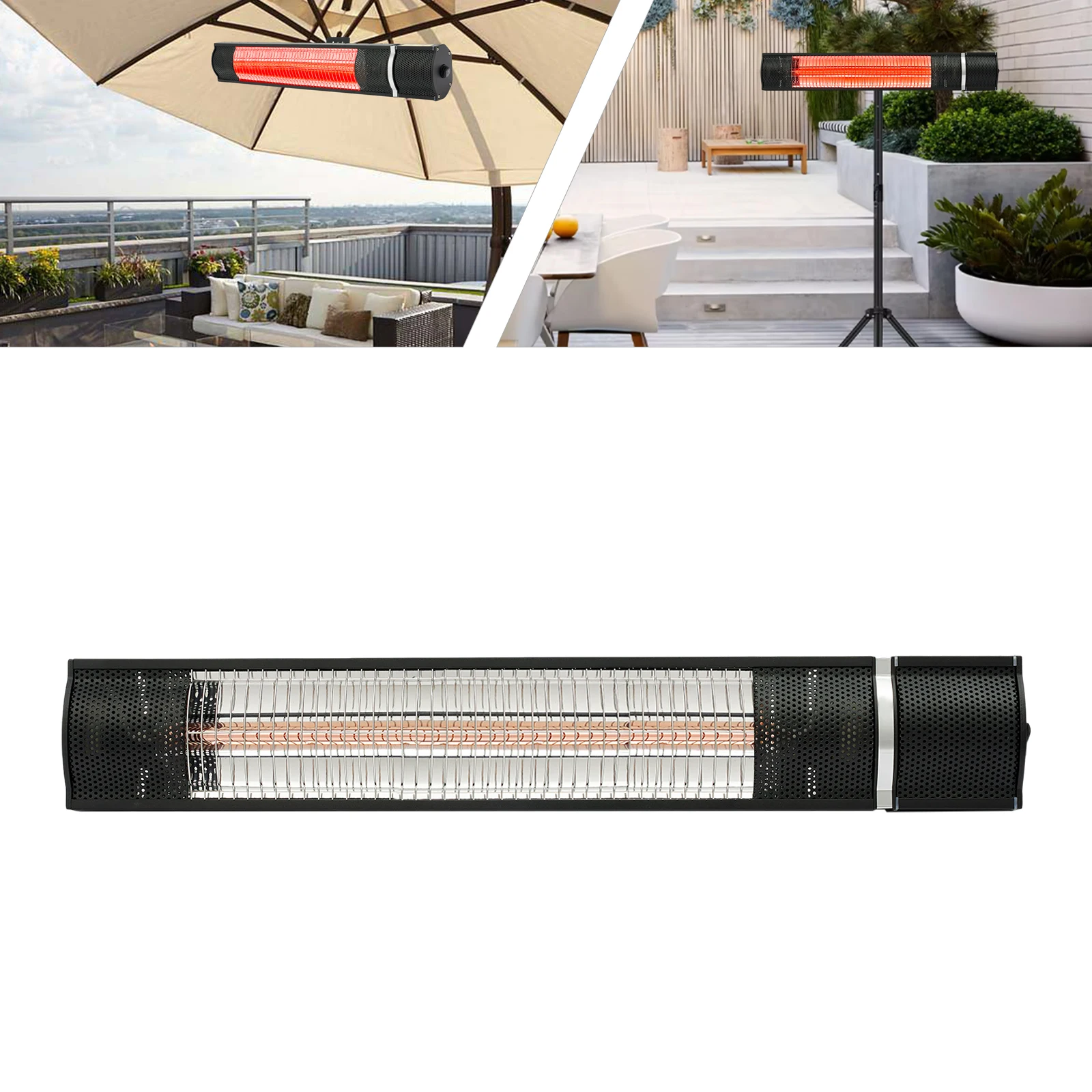 Wandmontierte elektrische Infrarot-Elektro-Pergola-Terrassenheizung für den Außenbereich, goldenes Röhrendesign mit Fernbedienung, heißer Verkauf, warme Funktion