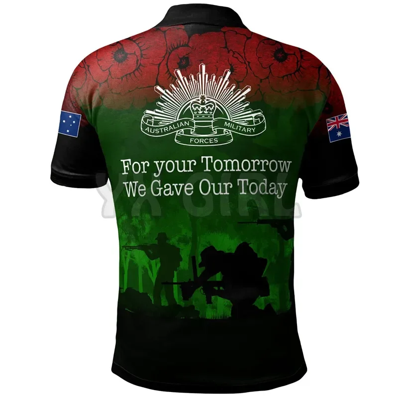 2024 Summer shirts women for men Anzac Australia Anzac Day 3D printed Short sleeve t shirts Tops camisas