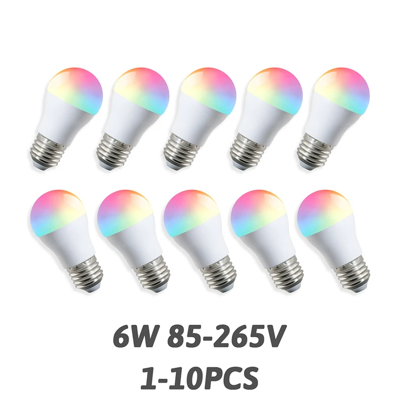 1-10PCS E27 G45 Mini Bulb RGB LED Lamp 24 Key 6W AC85-265V Remote Control Dimmable No Flicker Colorful Change for Bedroom Lamp