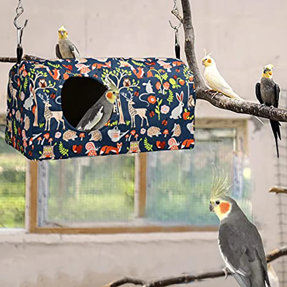 Warm Bird Nest Bed, Hanging Hammock Snuggle Hut Parrot House, Washable Pet Birds Tent, Bird Cage Perch Cave for Parakeet Budgies