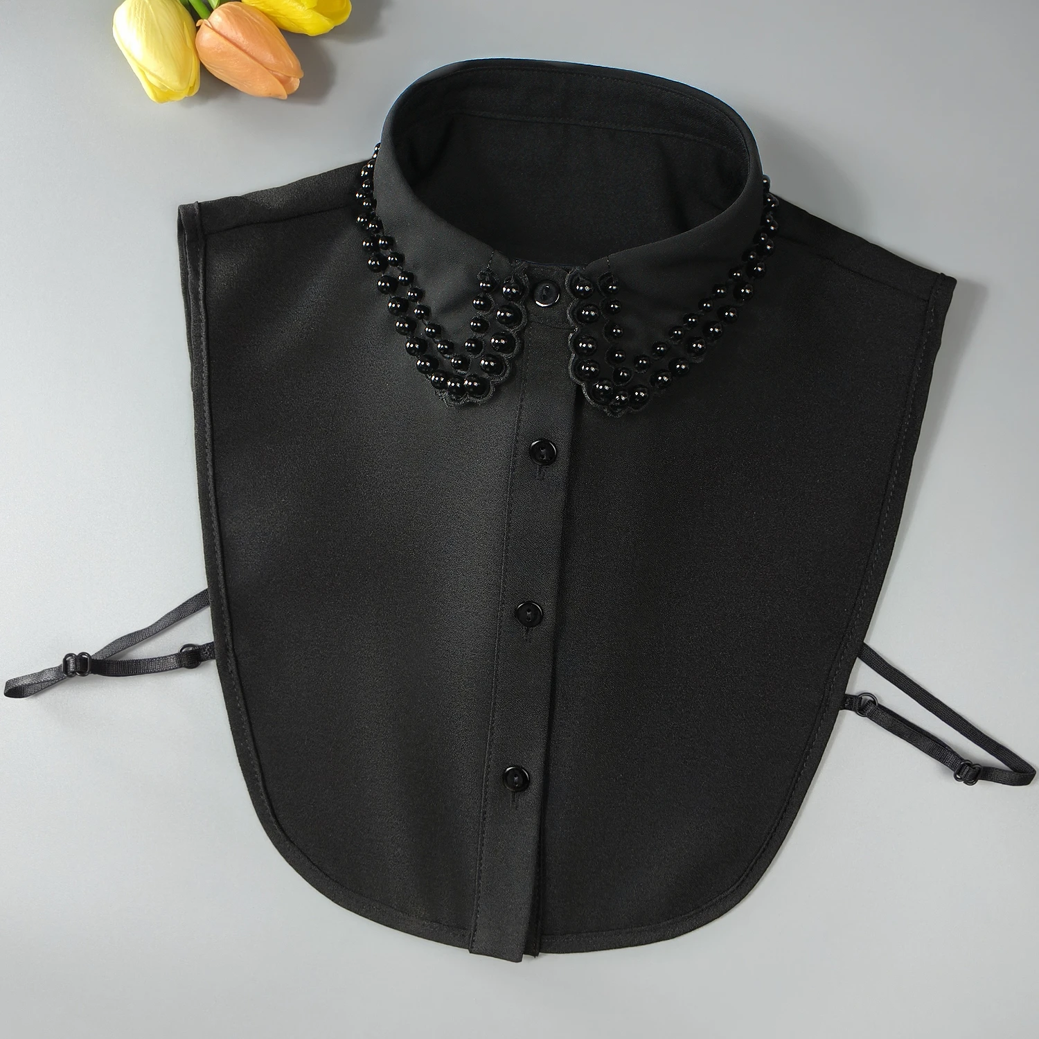 قطعة واحدة من ياقة نسائية رائعة مطرزة ومرصعة بالألماس، طراز جديد بأحجار الراين اللامعة، نصف قميص كول مزيف