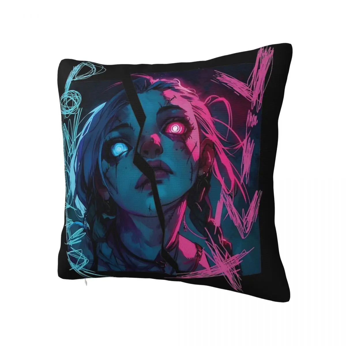 Powder Jinx Vi Arcane Pillowcase Cushion Cover Decor L-Leagues of Legend Game Throw Pillow Case Cover Home Dropshipping 45*45cm