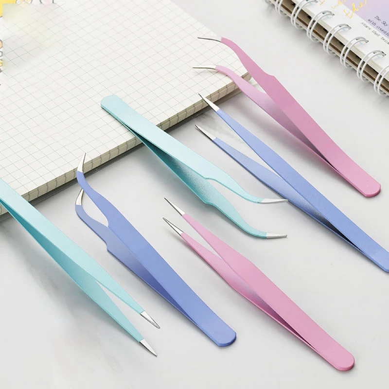 Nail Art Decor Eyelashes Tweezers Macaron Tweezer Scrapbook Sticker Tape Picking DIY Junk Journal Album Stainless Clip DIY Tool