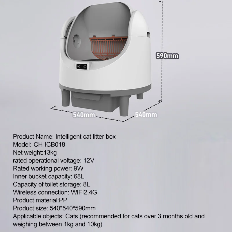 STLF68L Open-design Automatic Cat LitterssBox Self Cleaning Sensor Safety Protection Smart Pet Health MonitorsSystem OEM Cat Toi