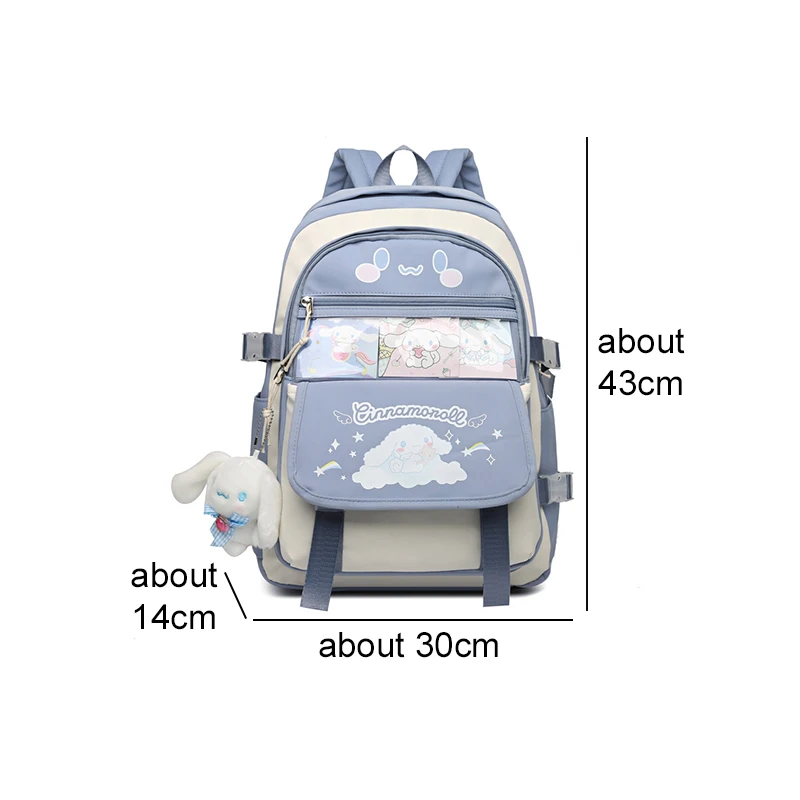 Sanrioed Cinnamoroll Kuromi My Melody Pom Pom Purin Anime Backpack Cute Schoolbags Cartoon Shoulder Bag Birthday Gift for Friend