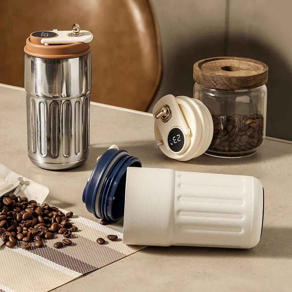 Stainless Steel Portable Vacuum Insulated Travel Mug Enjoy Hot Beverages Anywhere Anytime Leak-proof White coffee