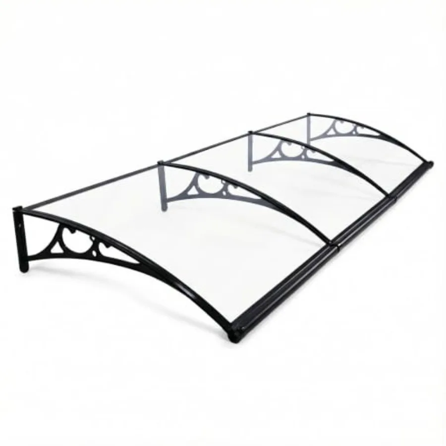 Awning for Door Entrance with Aluminum Alloy Bracket, Black, Weather-Resistant and Easy Installation
