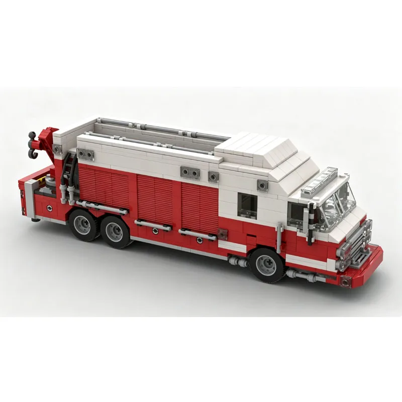 City MOC-237196Traffic Fire Department City Rescue Fire Truck Building Block Model 684Parts Creative Birthday Christmas Toy Gift