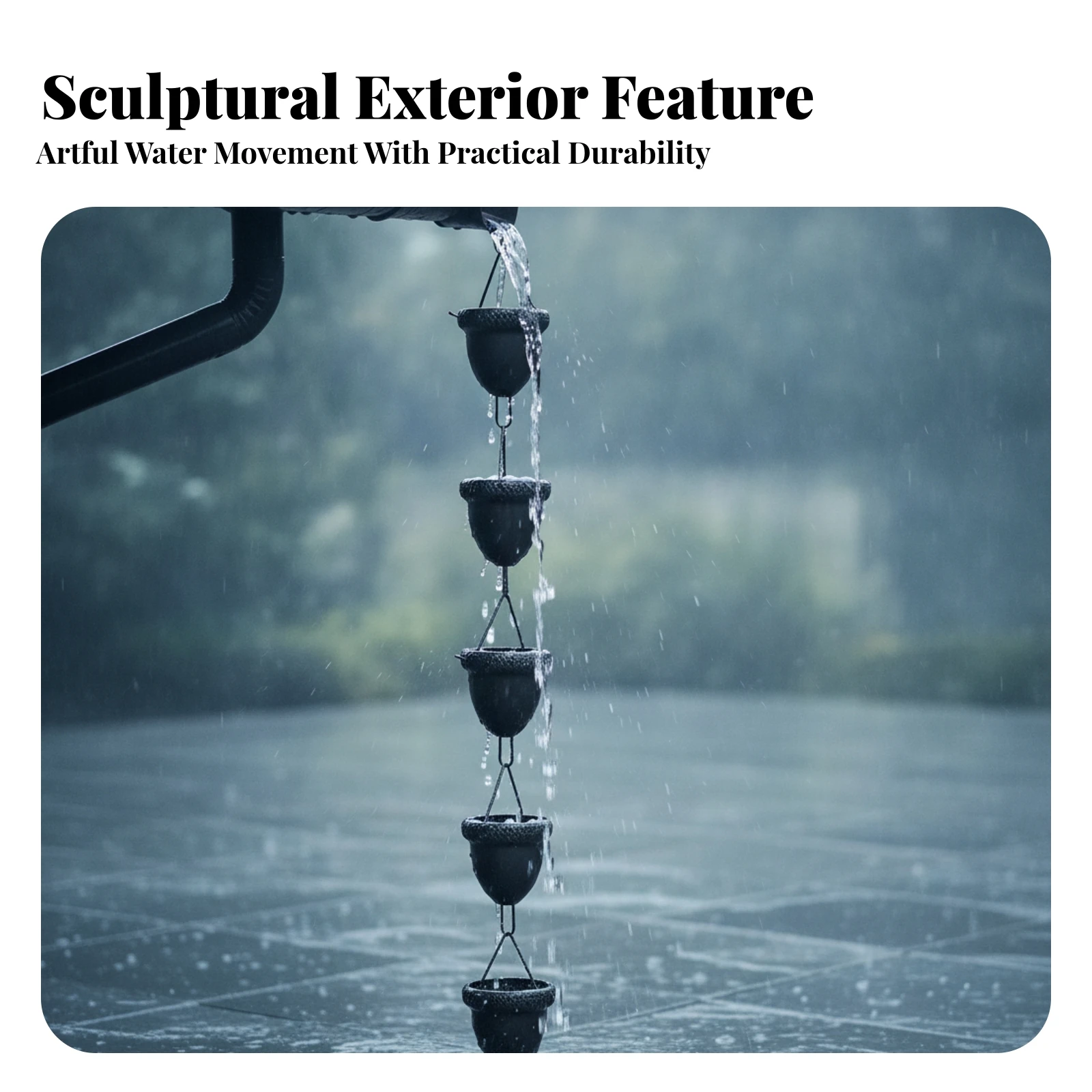 Metal Rain Chain with Acorn Cups Weatherproof Acorn Rain Chain Outdoor Decor Heavy Duty Downspout Substitute Compact