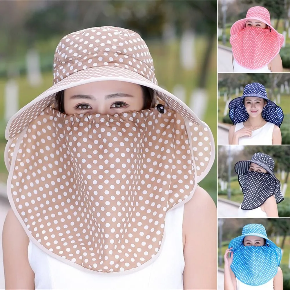 

Fashion Wave Dot Sunscreen Hat Wide Brim Sun-Proof Sun Hat Breathable Adjustable Shawl Hat Women's