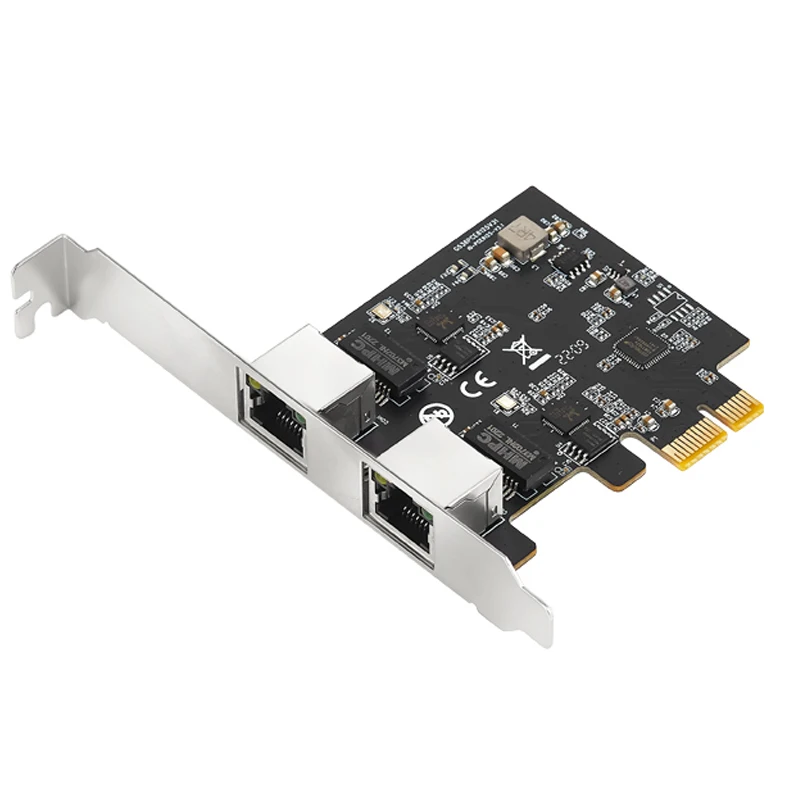 2.5Gb Network Card PCI Express Gigabit Network Adapter with 2 Ports 2500Mbps PCI-E Ethernet Card RJ45 LAN Controller Card for PC