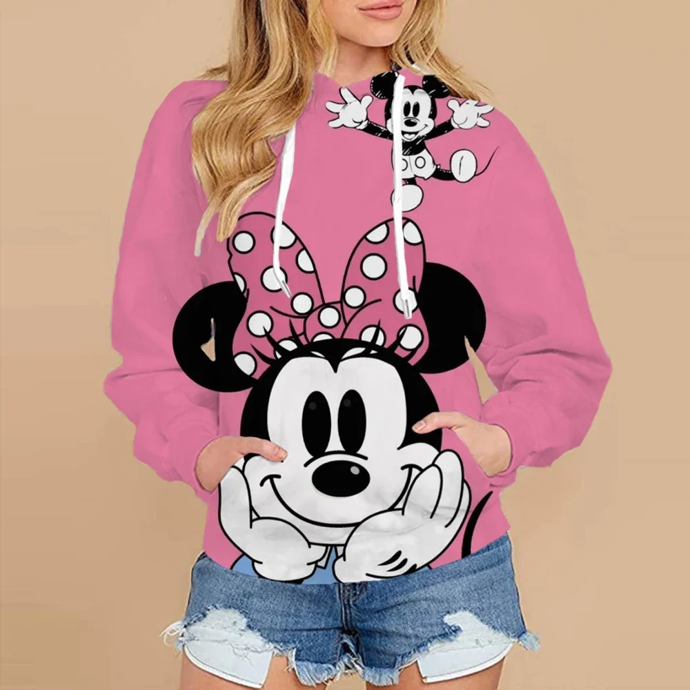 

2025 New Street Boys Girls Hoodie Plush Sweatshirt Mickey Minnie Cartoon Disney Brand Fashion Round Neck Ladies Pullover Hoodie