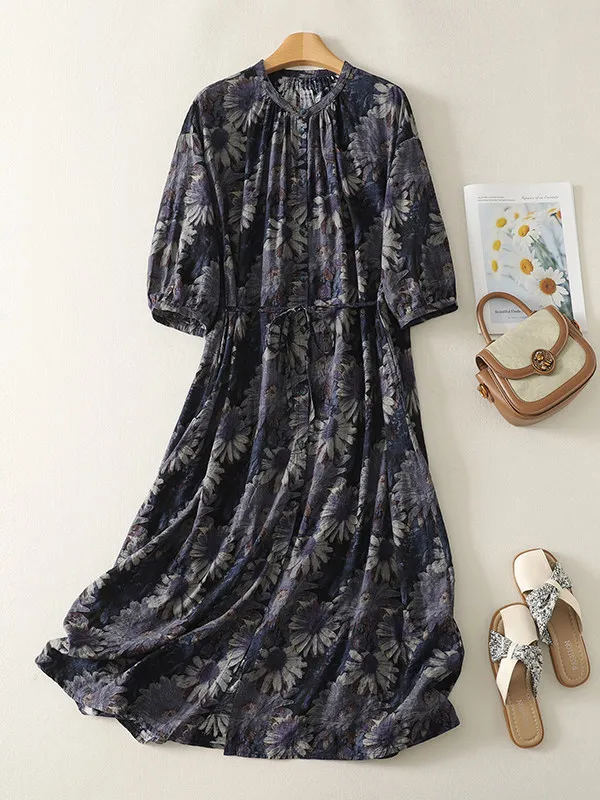 

Artistic Print Sleeveless Long Dress Women's Spring Summer Slimming High-End Feeling Korean Japanese Style Casual A-Line Dress