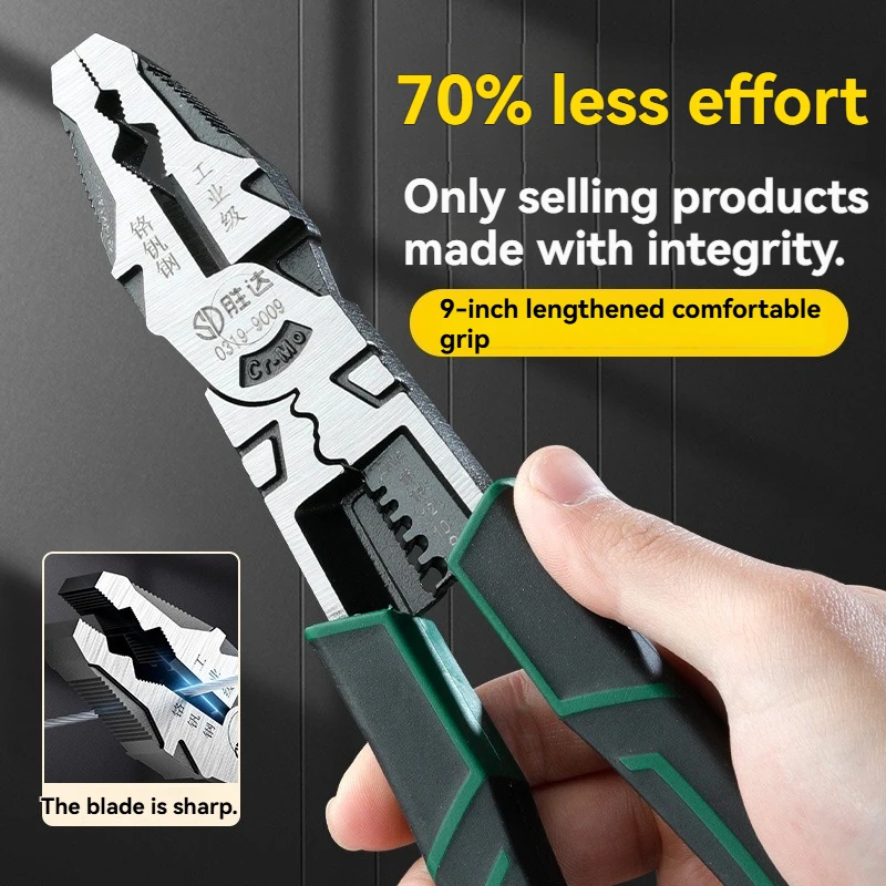 1PC Tiger Pliers Labor-saving Household Pliers Set Tpr Handle Set Pointed Nose Pliers For Electricians, Multifunctional Steel