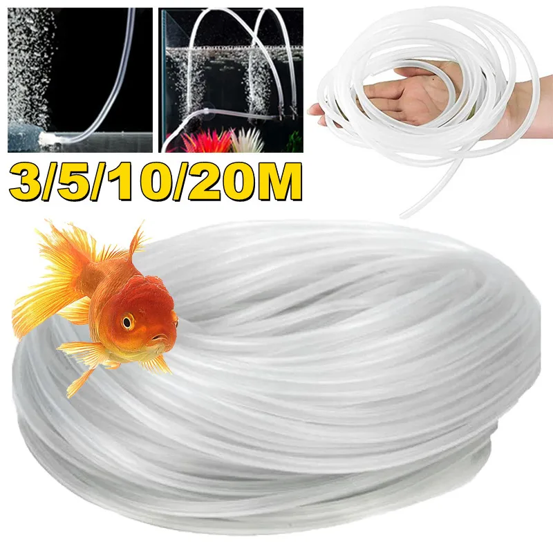 3/5/10/20m Soft Silicone Oxygen Pump Hose 3/5M Air Bubble Stone Professional Aquarium FishTank Pond Pump Flexible Silicone Tube