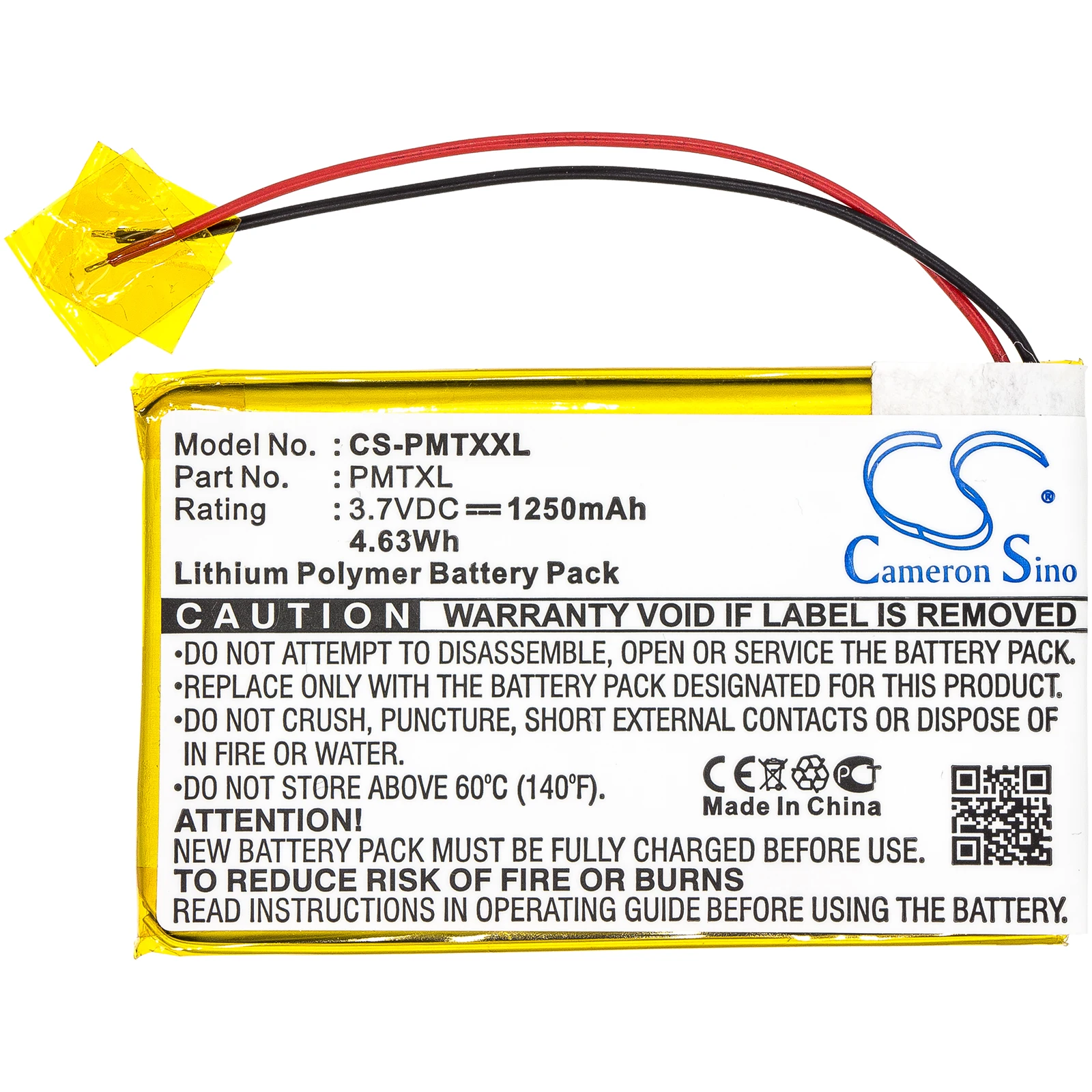 Li-Polymer PDA, Pocket PC Battery for Palm, 3.7v, 1250mAh, ทังสเตน TX, ความจุเปลี่ยนจาก 1400mAh เป็น 1250mAh