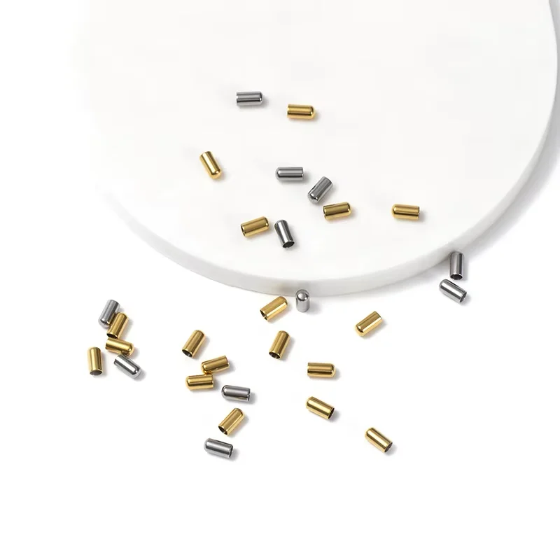 100pcs Gold Stainless Steel Crimp Clasps DIY Cord Bracelet Fastener End Caps Leather Necklace for Jewelry Making DIY Findings