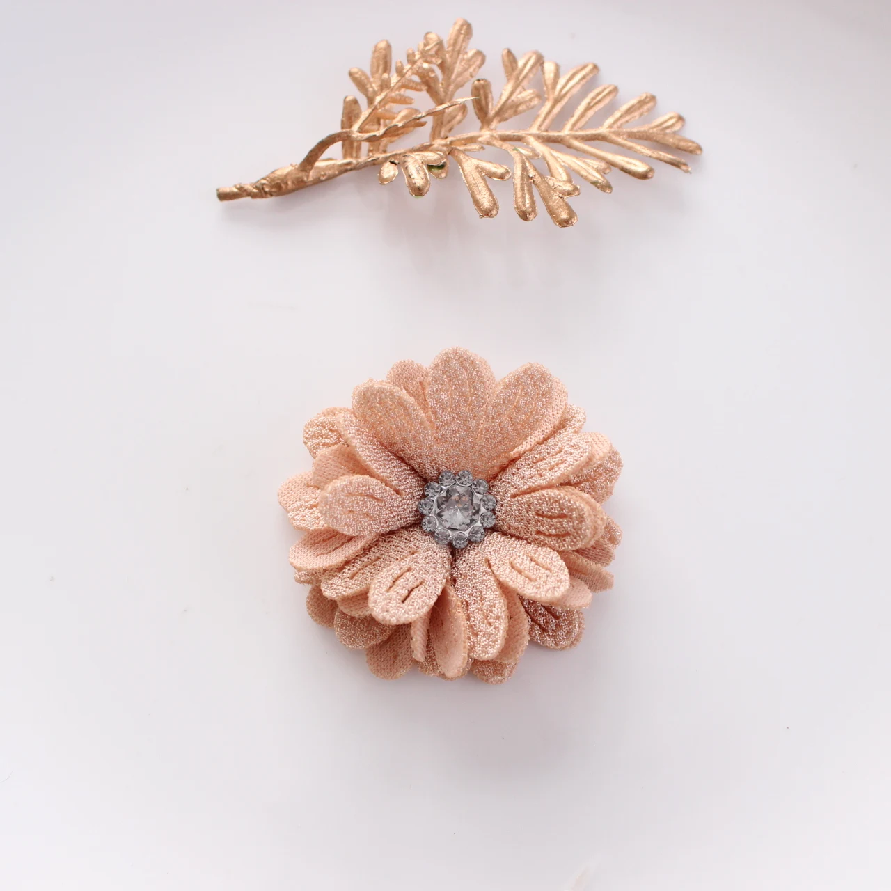 4.5CM Fashion Solid Artificial Fabric Flowers With Acrylic Diamond For Hair Accessories Hairband Apparel Accessories