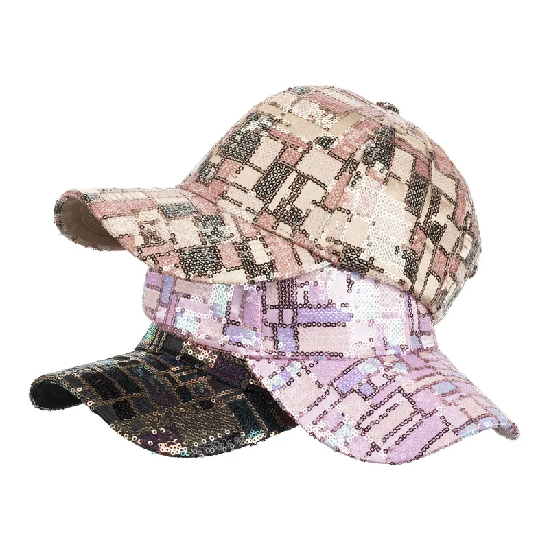Korean-style fashionable full sequin baseball cap for women, suitable for spring and summer, outdoor sun protection hat