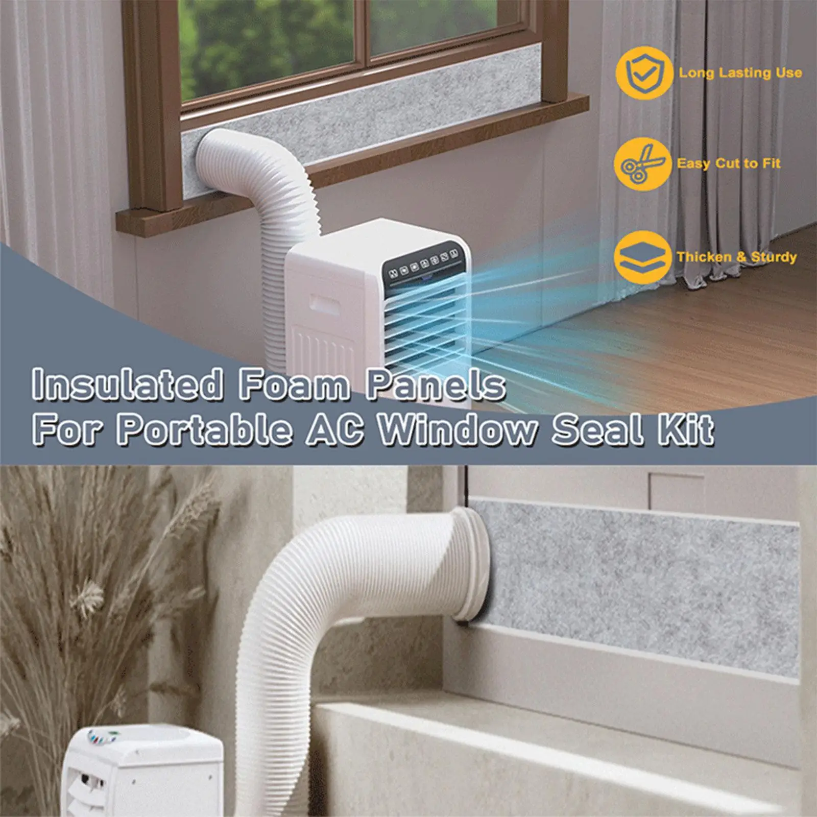 

Sturdy Felt Foam Window Air Conditioner Insulating Panel Universal Window Seal Heat Block for Portable Air Conditioning