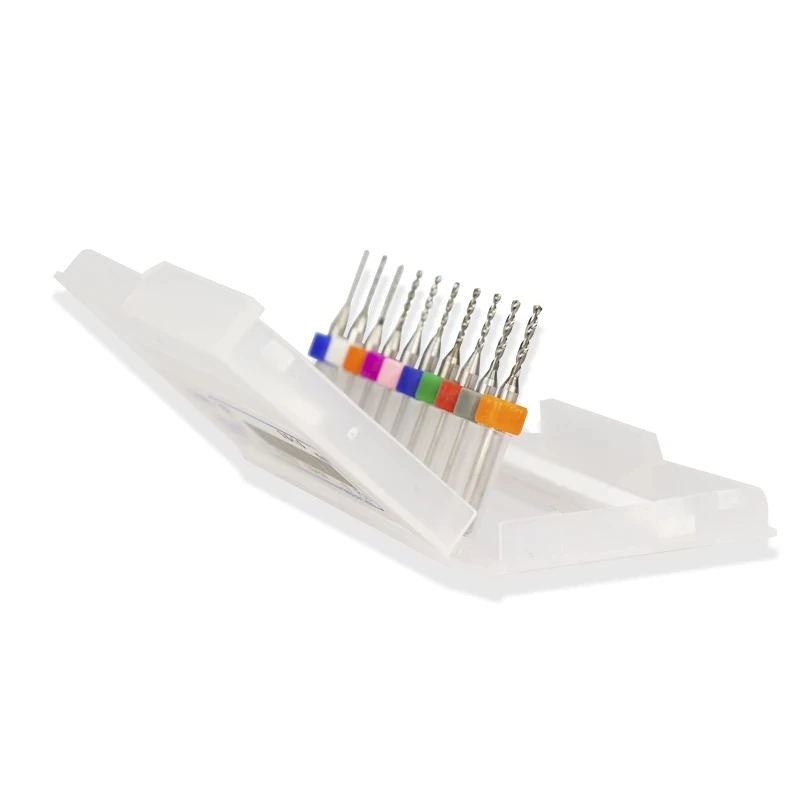 Taglierina di CNC dello strumento della punta di CNC del mulino di estremitร del pwb di alta precisione 10 pz/set 0.6-1.5mm per l\'incisore di legno